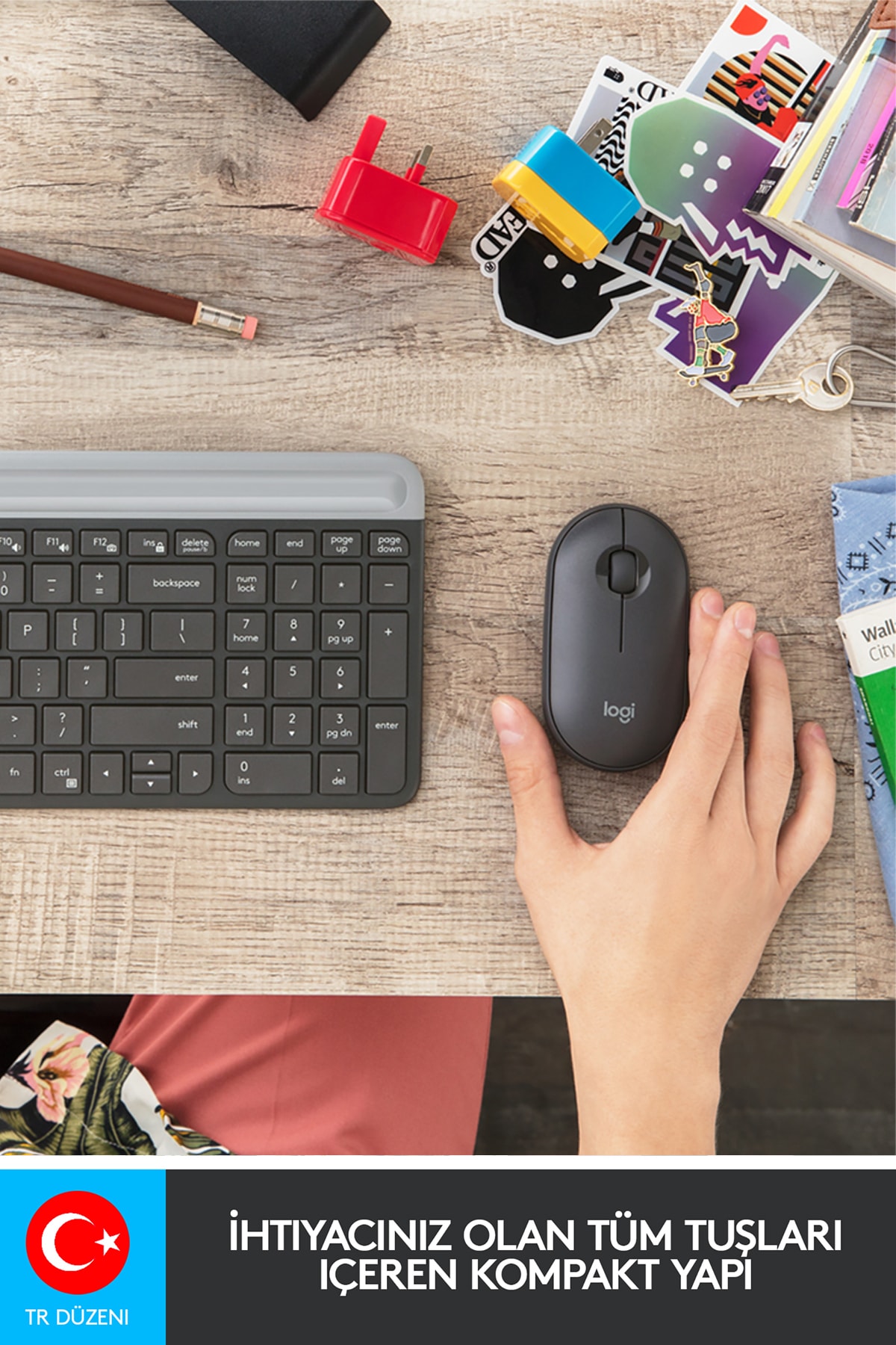 logitech MK470 Kablosuz İnce Türkçe Klavye Mouse Seti - Siyah logitech MK470 Kablosuz İnce Türkçe Klavye Mouse Seti - Siyah