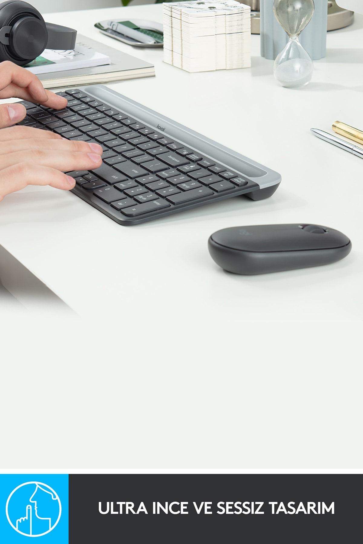 logitech MK470 Kablosuz İnce Türkçe Klavye Mouse Seti - Siyah logitech MK470 Kablosuz İnce Türkçe Klavye Mouse Seti - Siyah